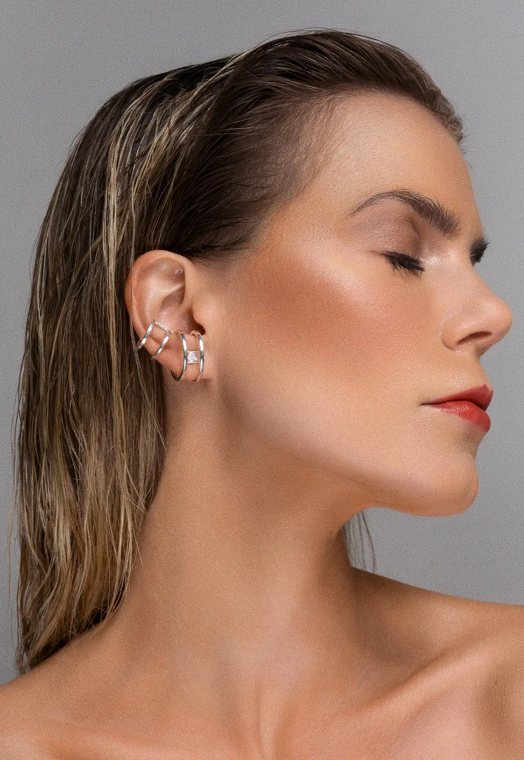 Boucle d'oreille Unité Argent – Image 3